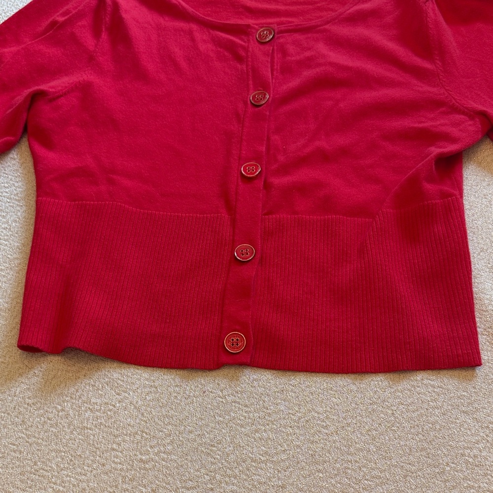 Red Button-Up Cardigan - Picture 5 of 5